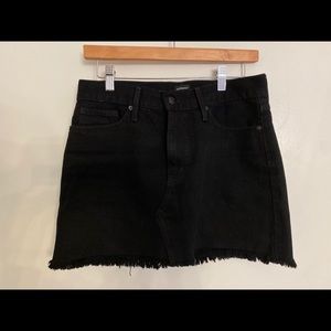 Just Black - black denim miniskirt w/ fringe!